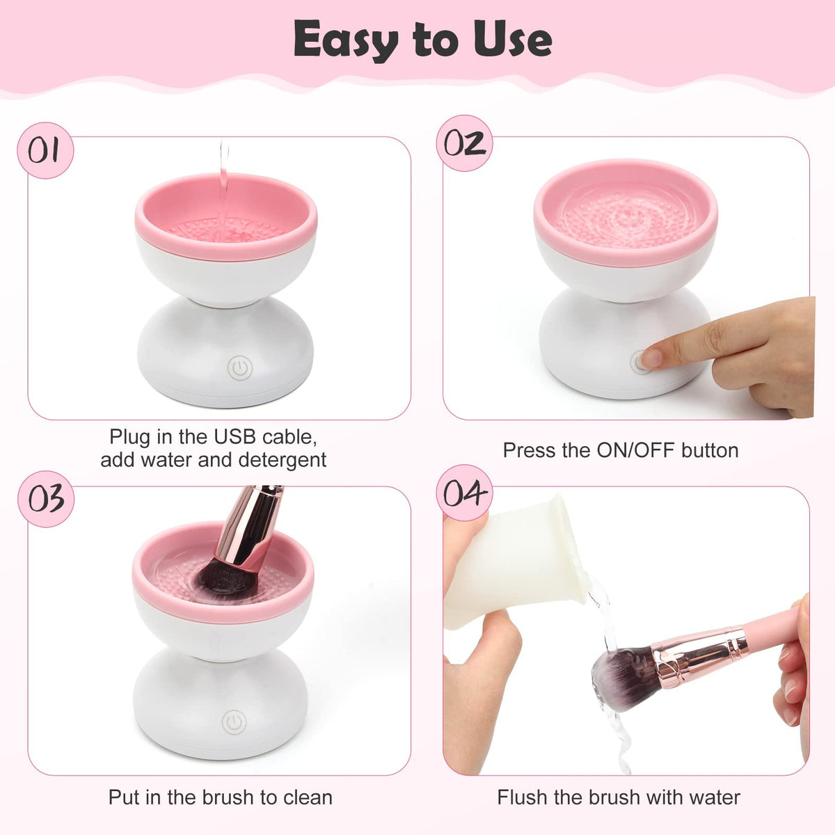 Electric Makeup Brush Cleaner โ USB Powered Automatic Brush Washing Machine