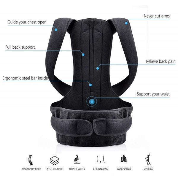 Posture Corrector Back Support Brace – Adjustable & Breathable