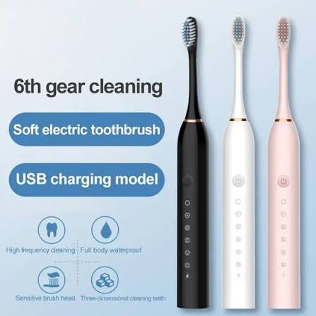 X-3 Sonic Electric Toothbrush – USB Rechargeable with 2 Extra Brush Heads