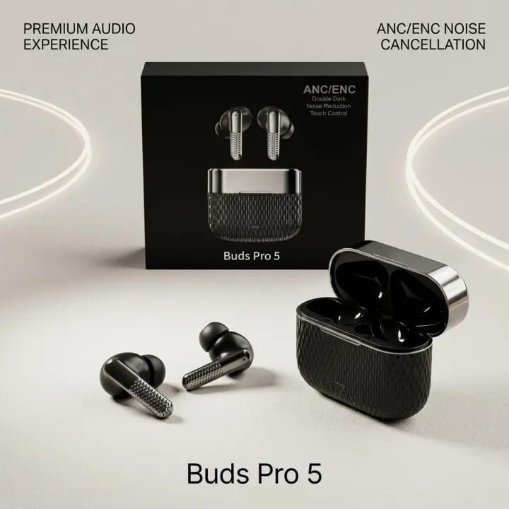 Buds Pro 5 Wireless Earbuds – ANC/ENC Noise Cancellation & Touch Control