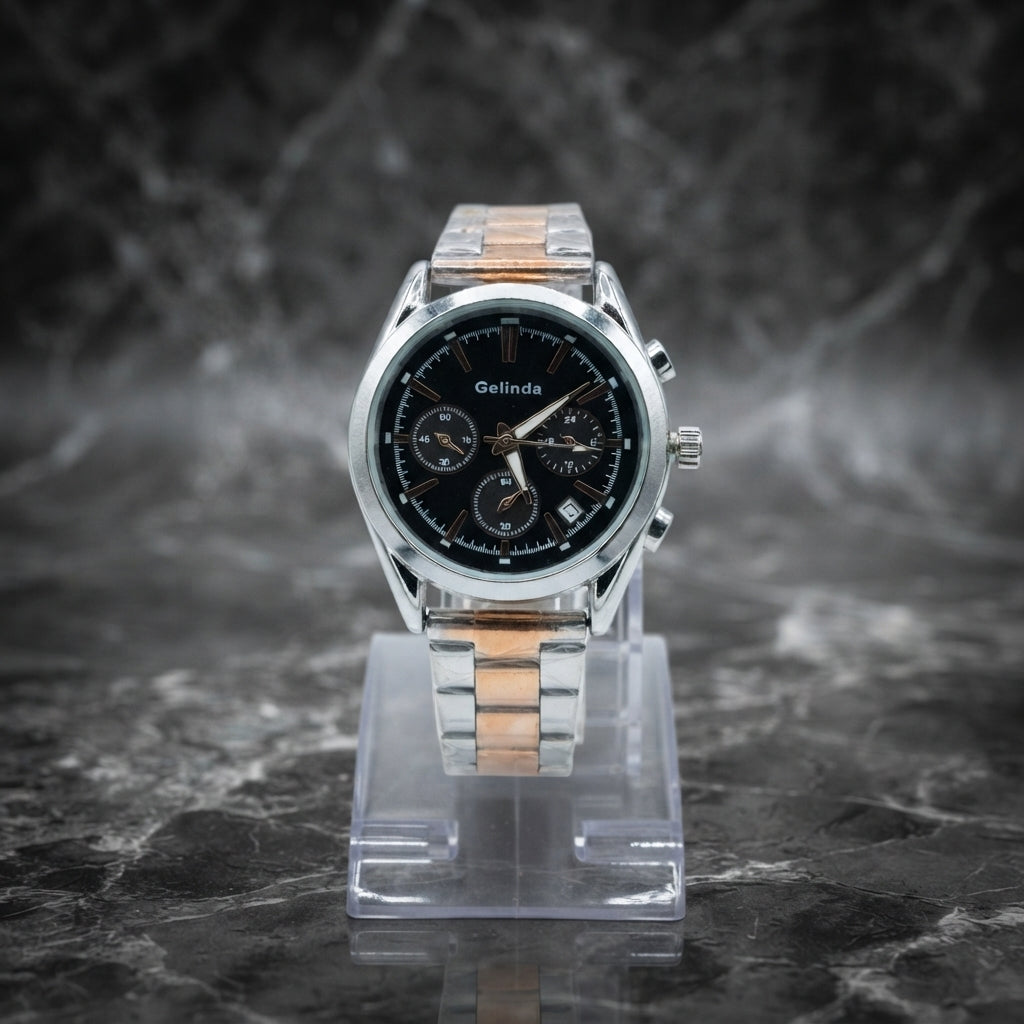 Gelinda Men's Black Wrist Watch – Stylish Fashion Watch for Everyday Wear