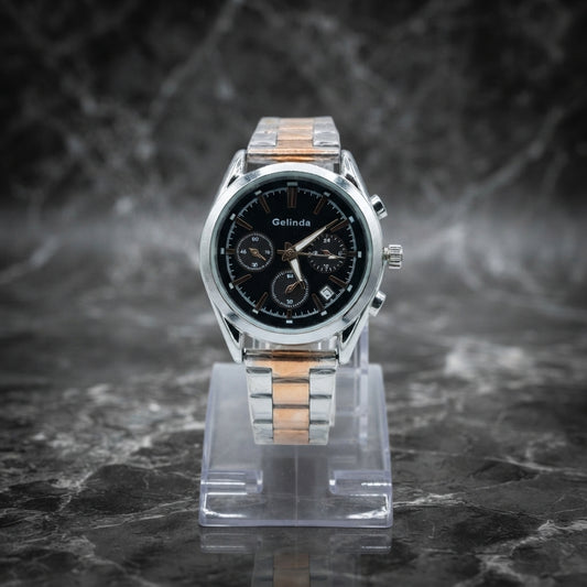 Gelinda Men's Black Wrist Watch – Stylish Fashion Watch for Everyday Wear
