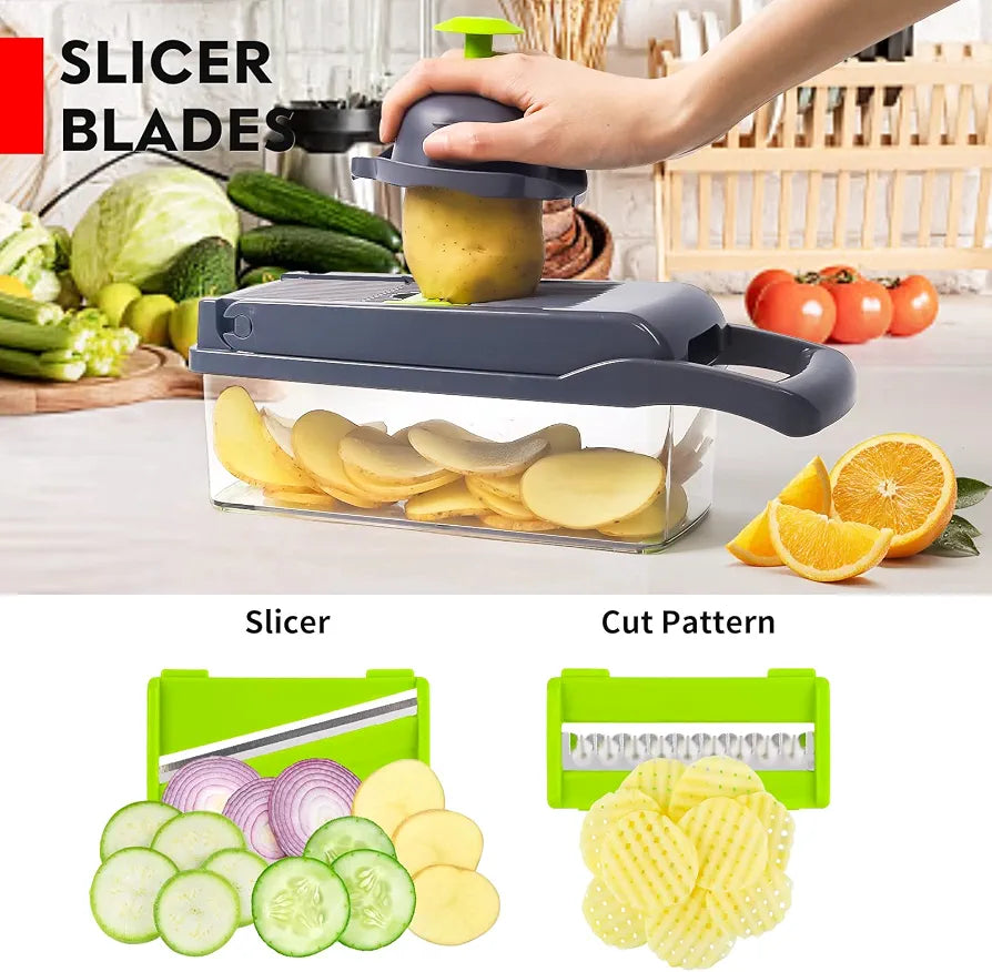 17-Pcs Multi-Function Vegetable Chopper – Slicer, Dicer & Grater