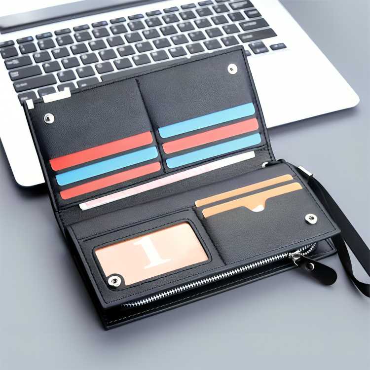 Long Men's Wallet – Multiple Card Slots & Cash Storage | Black