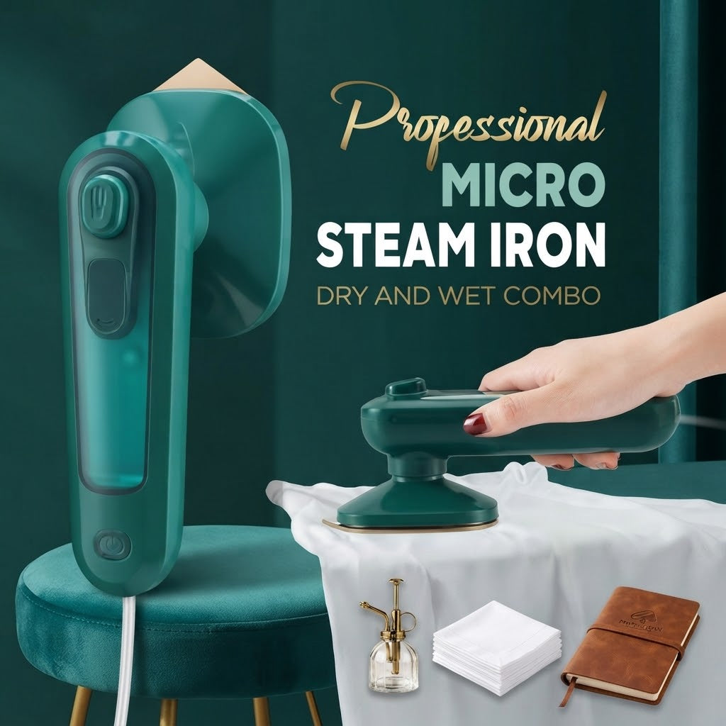 Mini Portable Steam Iron – 2-in-1 Wet & Dry Travel Garment Steamer
